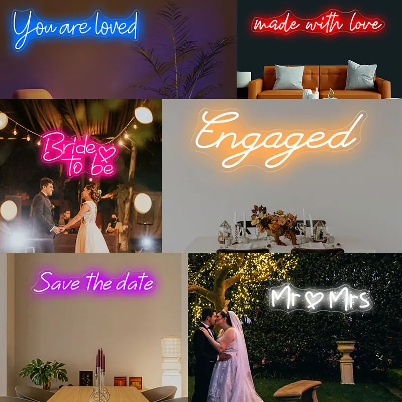 Wedding Neon Sign Mr & Mrs Custom  Decor Personalized Gifts Light Wedding Party Home Bedroom Wall Decor Gif Adator Accessorie
