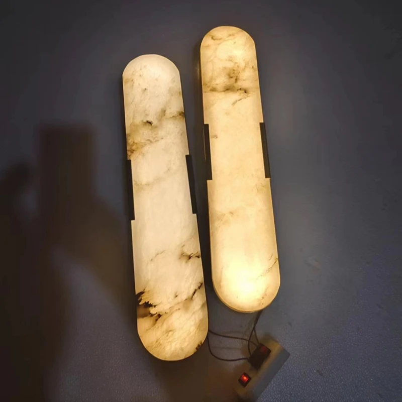 Natural Marble LED Wall Light Good Quality Copper Bedroom Stair Aisle Dinging Room Parlor Sconce Lighting