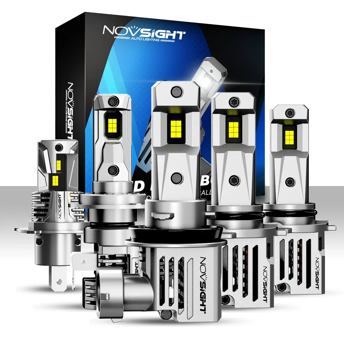 NOVSIGHT LED H7 자동차 헤드라이트 전구, 밝은 흰색 자동 램프, H4 H11 H8 H9 9005 HB3 9006 HB4, 80W 15000LM, 12V 6500K