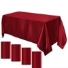 Dark Red Satin Rectangle Tablecloth for Wedding Mariage Party Decoration Baby Shower Christmas Restaurant Banquet Table Cloth 1