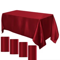 Dark Red Satin Rectangle Tablecloth for Wedding Mariage Party Decoration Baby Shower Christmas Restaurant Banquet Table Cloth 1