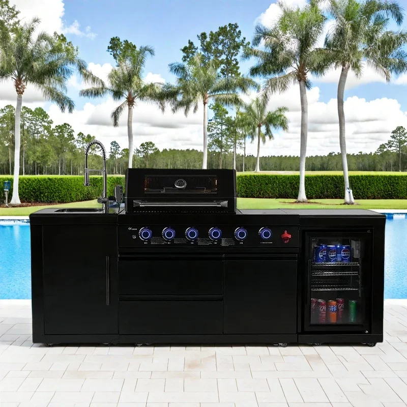 Professional 304 Stainless Steel Outdoor BBQ Island with Gas Grill Storage Cabinets Commercial Grade Modular Kitchen System image 3
