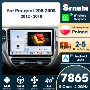 Radio para coche Srnubi 2 Din, Carplay, Android, para Peugeot 208, 2008, 2012-2018, navegador GPS, reproductor Multimedia, DSP UIS7865, Bluetooth 5,4, compatible con accesorios SWC 1