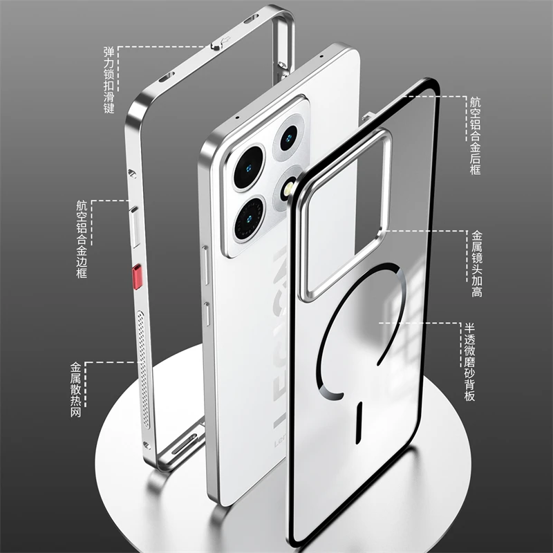 Magnetic Matte Transparent Metal Frame Case with Acrylic Cover