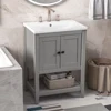 [VIDEO] 24" Grey Modern Sleek Bathroom Vanity Elegant Ceramic Sink With Solid Wood Frame Open Style Shelf (OLD SKU: JL000004AAE) 2