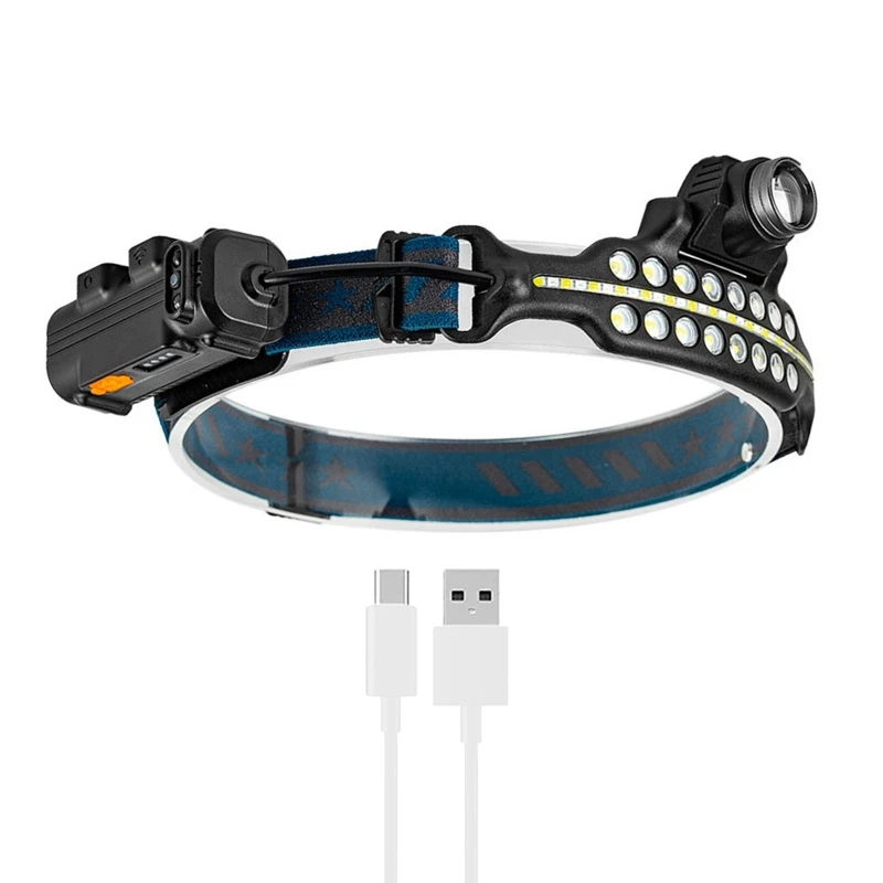 

LED Headlamp, USB Rechargeable with Motion for Head Torch, Waterproof Headlamp Flashlight, 6 Lighting Modes Headl D5QD