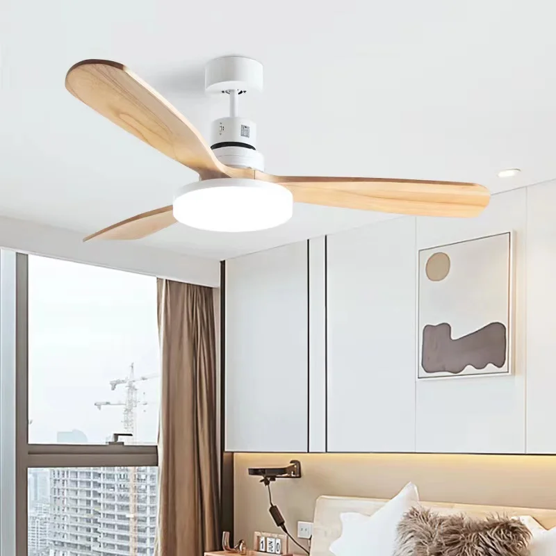 Ventilador De Techo De madera con luz Led, luminaria De Techo con Control remoto, Lustre, candelabro para el hogar