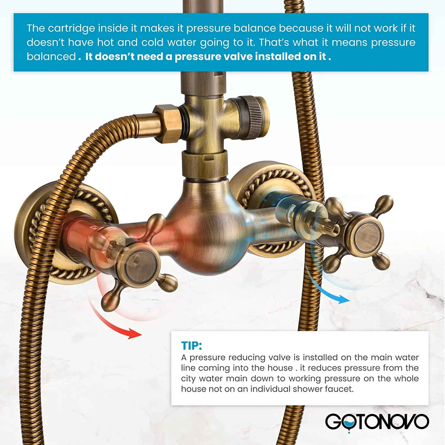 BMQFonanza 20cm Antique Shower Faucet Set with Cross Handle Hand-Held