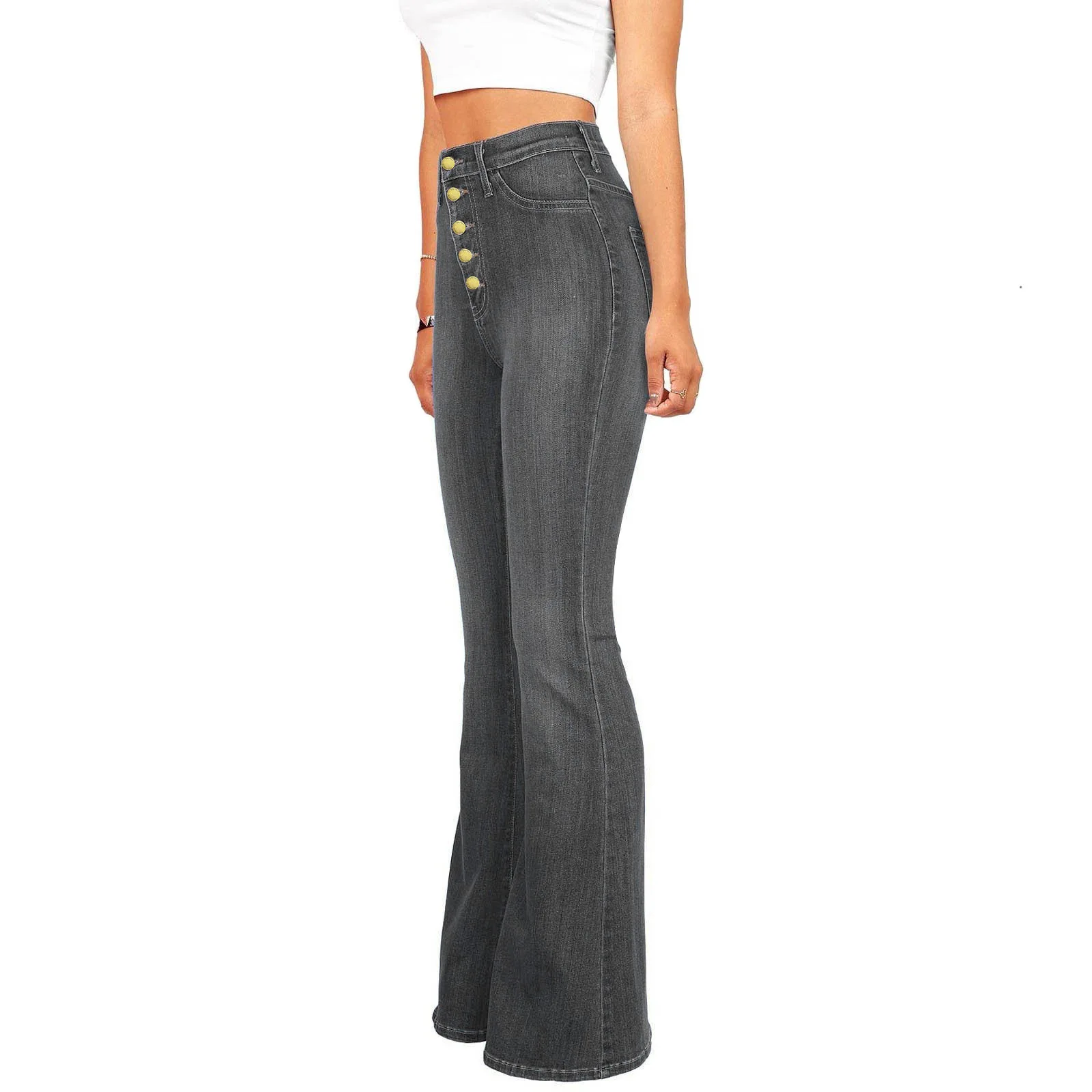 2025 European American Hot Style Women's High Waist Bootcut Jeans Skinny Hip Lifting Streetwear Four Seasons Wear 5