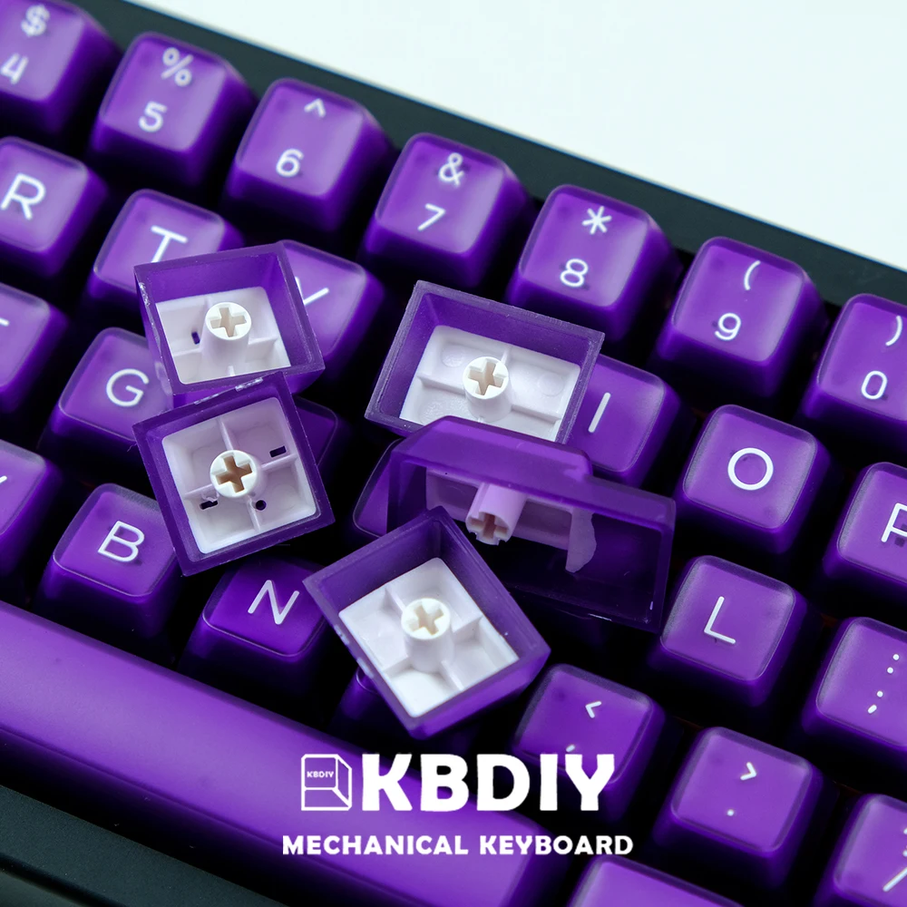 KBDiy PYGA Keycap Purple Black Translucent Keycaps ABS Double Shot SA Profile Mechanical Keyboard DIY Fit Alice layout GMK67