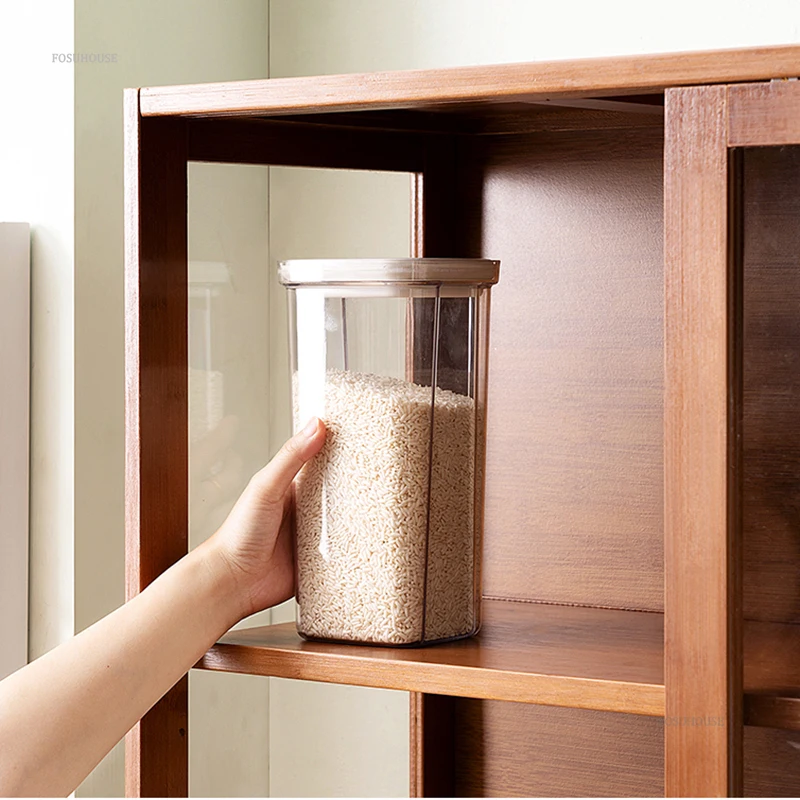 Modern Bamboo Kitchen Cabinets Small Apartment Kitchen Cabinet Simple Floor-standing Multi-layer Household Dish Storage Cabinet
