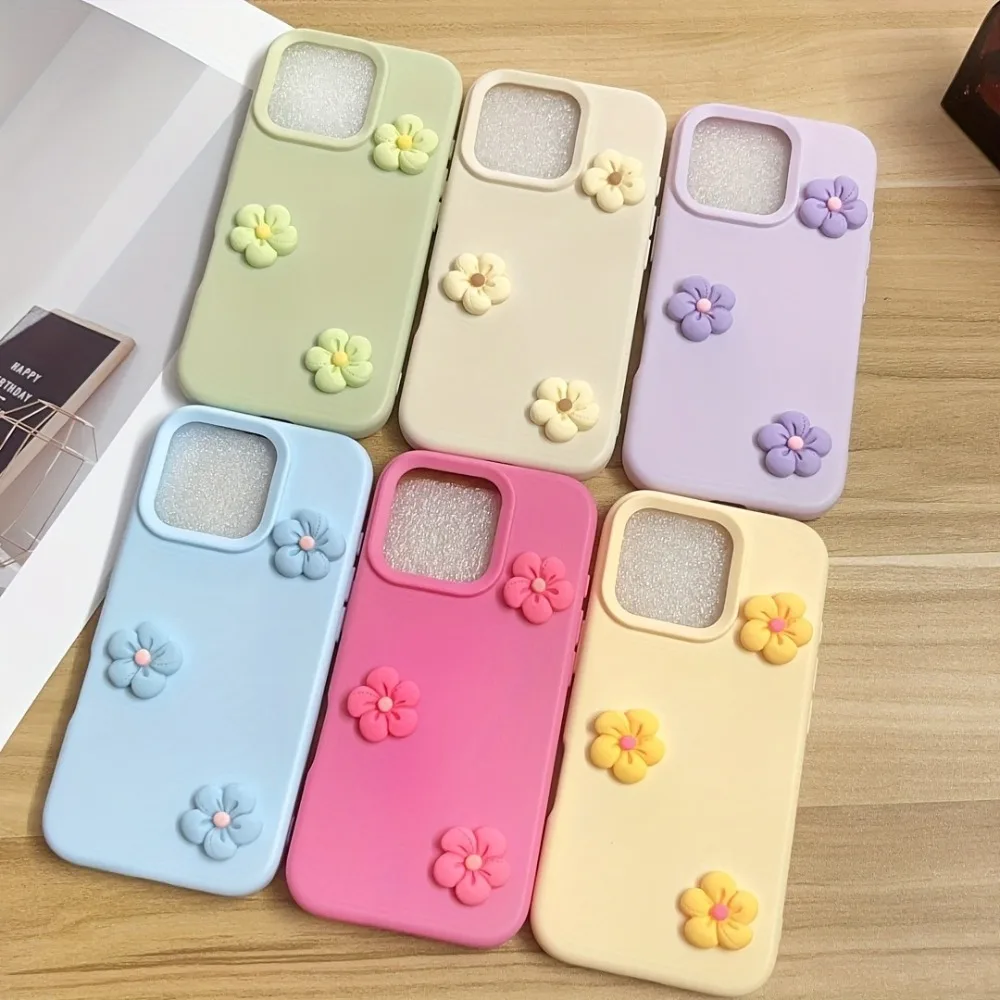 Cute Colorful Dopamine Flower Phone Case Front View