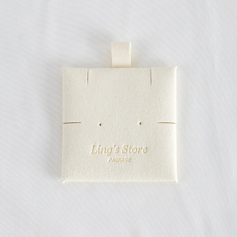 50 Stück Weiße Schmuck-Displaykarten mit Eigenem Logo, Ohrring- und Halsketten-Beutel, Zubehör-Verpackung, Mikrofaser-Pads für DIY-Schmuckboxen und -Taschen – Detail 14