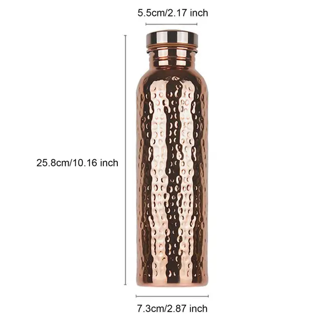 800ML Copper Sports Water Bottle Hammer Pattern Leakproof Outdoor Cycling Gym Fitness Travel Electroplating Drinking Cup 6