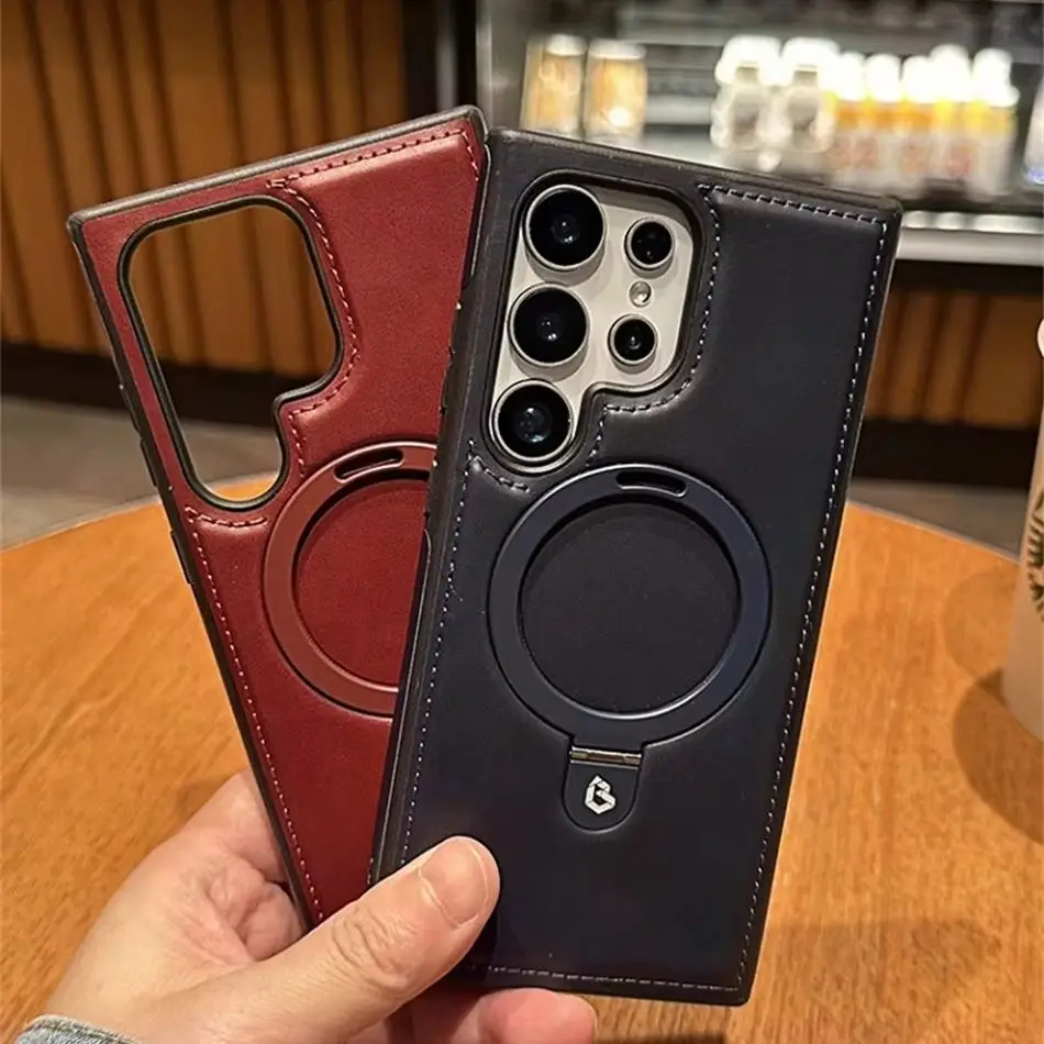 Business Retro Leather Magnetic Phone Case - Premium Shockproof Wireless Cover