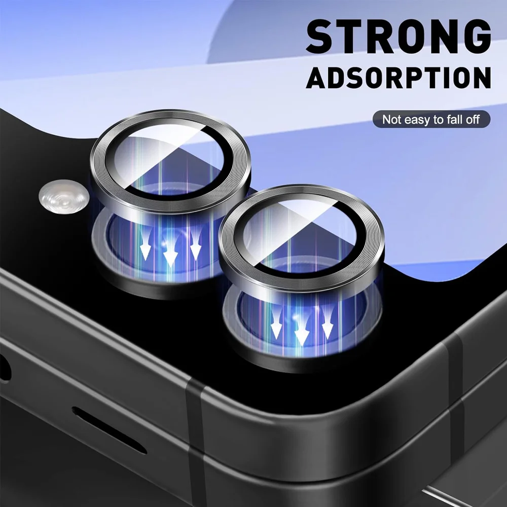 Enhanced Camera Screen Protector for Samsung Galaxy Z Flip7 - Metal Ring Lens Film with Tempered Glass