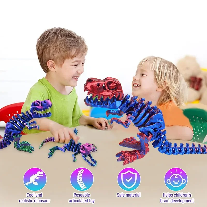 Realistic 3D Printed T-Rex Dinosaur Desk Decor - Creative Birthday Gift & Collectible Toy
