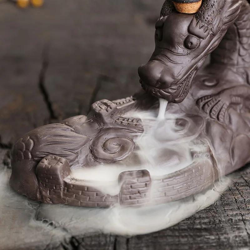 1pc Dragon Backflow Incense Burner Ceramic Incense Holder for Home Decor Aromatherapy Relaxation Gifts for Home Office Ornaments