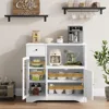 Storage Cabinet with 3 Doors and 1 Drawer, Buffet Cabinet Sideboard with Adjustable Shelves, Microwave Stand Cabinet for Kitchen 6