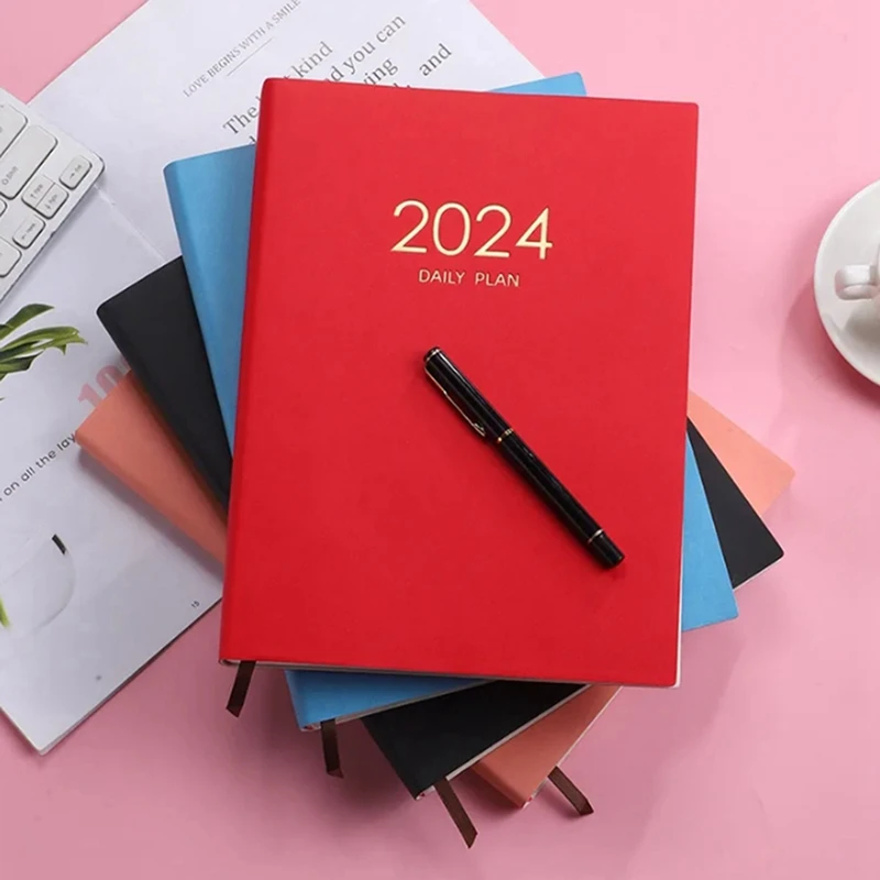 2024 계획 노트북, 달력, 두꺼운 일일 계획 노트북, 주간 노트북, 사무실 학교 용품