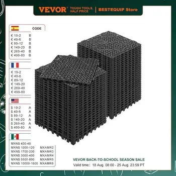 VEVOR Lot de 55 Dalles de Jardin Piscine 30x30x1,5 cm Noir Dalle Clipsable Ajourée Antidérapante en PVC Drainage Rapide Revêtements de Sol Extérieur Intérieur pour Terrasse Cuisine Spa Salle de Bain 1