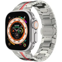 Stainless Steel Metal Strap for Apple Watch - Elegant Wristband Replacement (Starlight red)