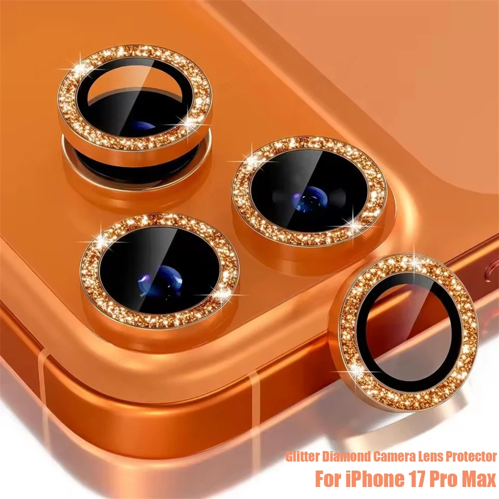 Glitter Diamond Camera Protector with Metal Lens Ring and Tempered Glass