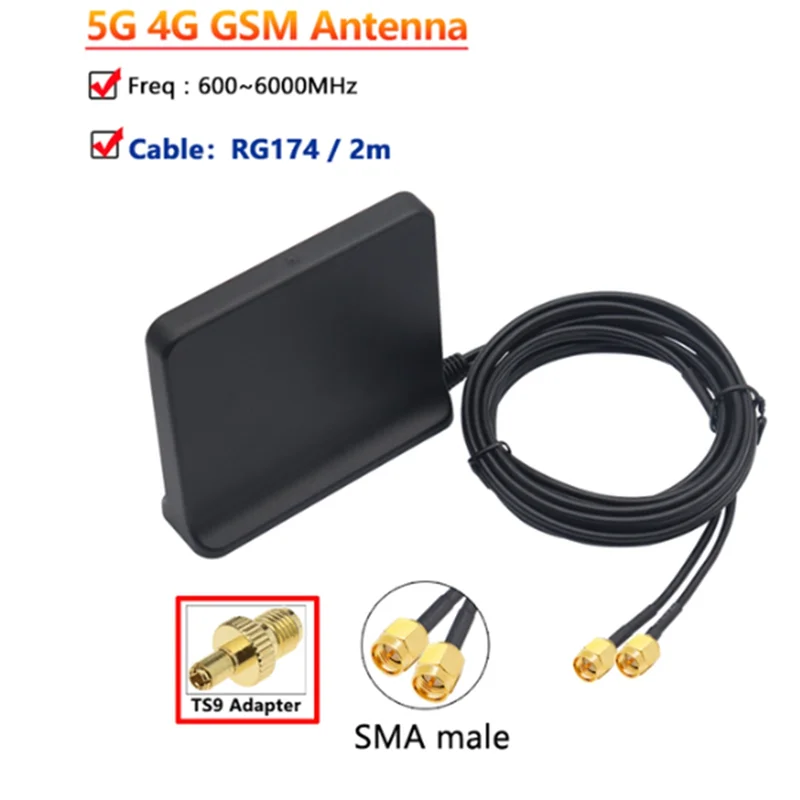 신호 부스트 외부 옴니 와이파이 안테나, TS9 어댑터 포함, 5G, 4G LTE, 3G GSM, Mimo, 공중 고이득, 12Dbi 600-6000Mhz