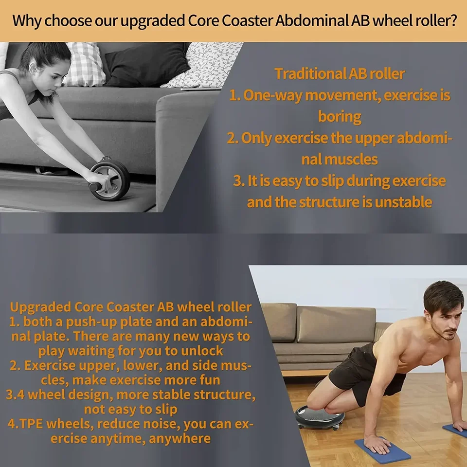 Roue abdominale | Roue d'exercice abdominale portable avec poignées