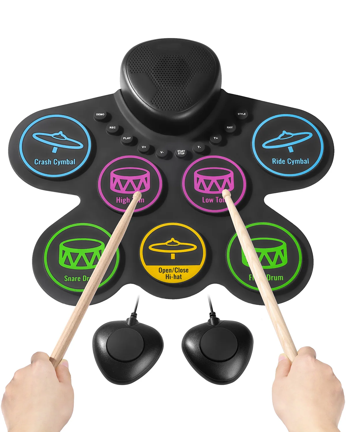 Portable Electronic Drum Set for Kids with Silicone Pads
