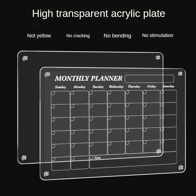 1Set Magnetic Acrylic Calendar For Fridge Clear Fridge Calendar Dry Erase  Magnetic Planning Boards Set Pen Reusable - AliExpress