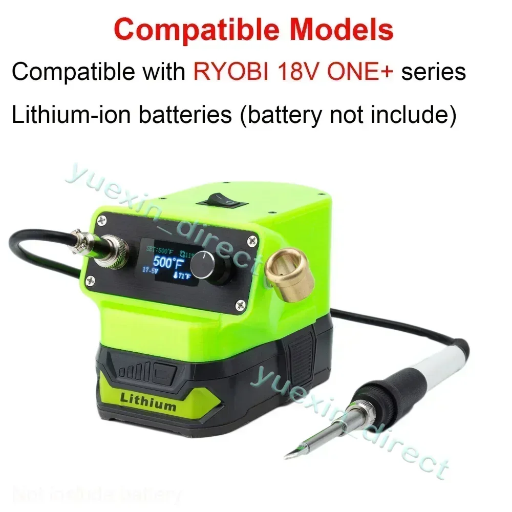 For RYOBI One+ 18V Li-ion Battery Powered Wireless OLED Digital T12 Soldering Station°C/°F free switching (Not include  battery) 1 5pcs 900m t series pure copper soldering iron leader free solder environmental replacement iron tip for hakko 936 907 handle