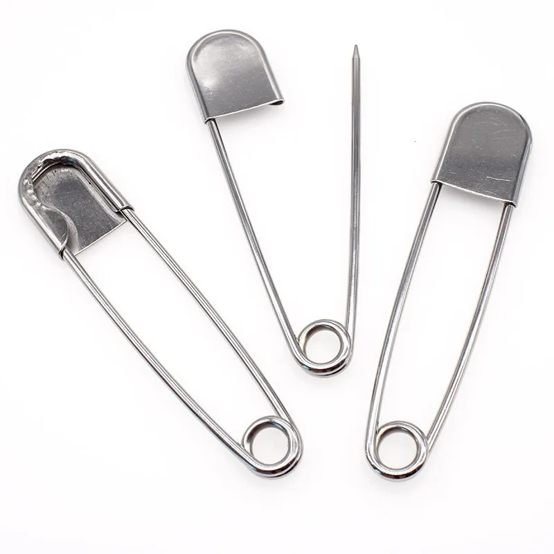 5pcs 대형 실버 스테인레스 스틸 안전 핀 DIY 바느질 바늘 래핑 된 안전 핀 고정 파일 도구 의류 액세서리