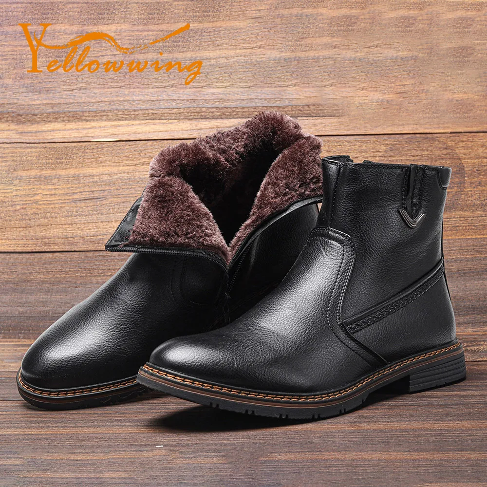 40-45 winter boots warm waterproof Non-Slip men snow boots Leather Winter for men