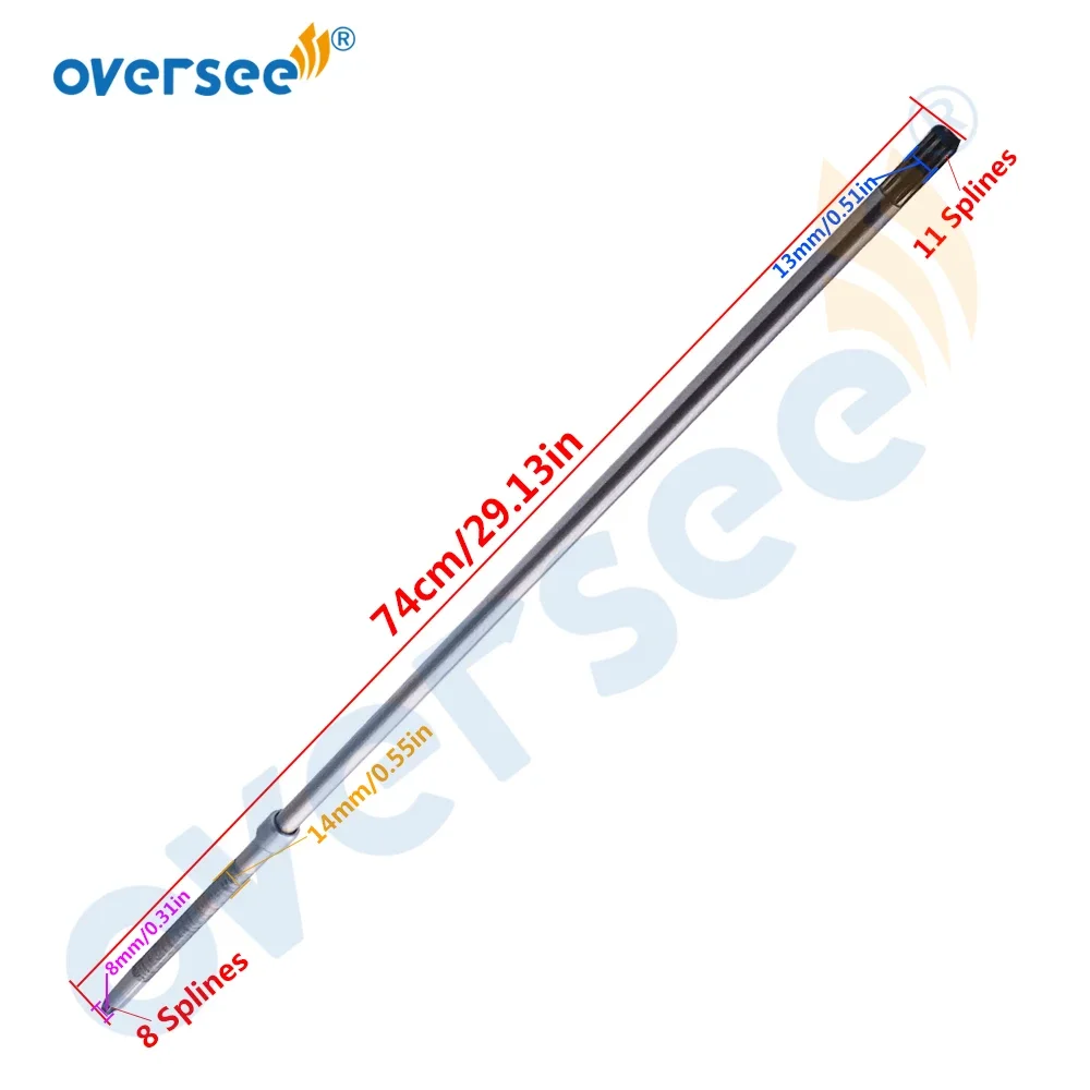 6E7-45501 Drive Shaft Long (L) For YAMAHA 2T Outboard Motor 9.9,15 HP 6E7-45501-11 8 Teeth 6E7 683 Series 6E7-45501-11