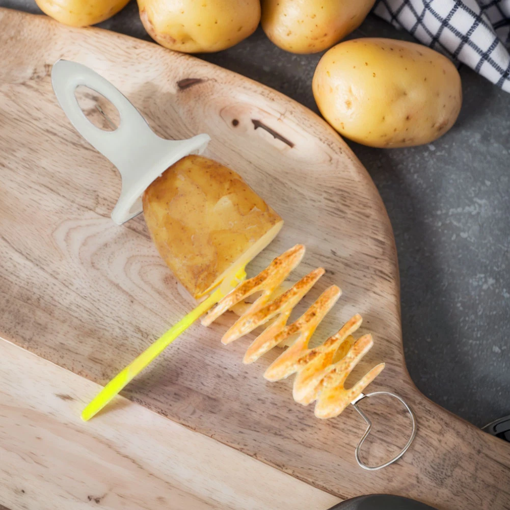 Spiral Potato Cutter with 4 Stainless Steel Sticks Tornado Potato Slicer Manual Twisted Potato Slicer Kitchen Gadgets