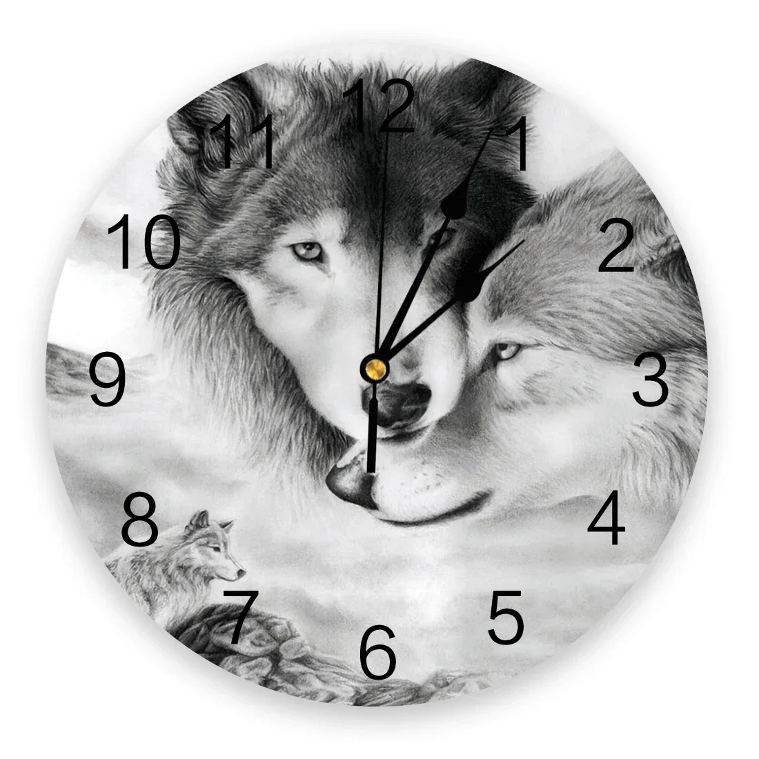 Round Wolf & Moon Acrylic Wall Clock Color:LEO00299;Sheet Size:10inch(25CM)