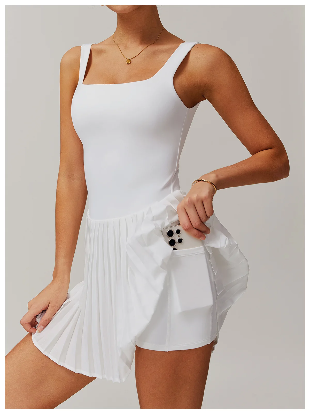 New Gym Yoga Clothes Women's Short Tennis Skirts with Pocket Yoga Jumpsuit Tracksuit Set Sport One Piece Sleeveless Short Skirts