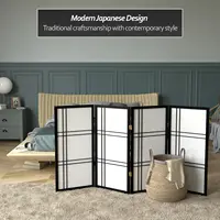 3 Ft. Short Double Cross Shoji Screen - Black - 4 Panels 2