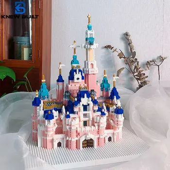 Honey Pink Castle Model Kits Micro Mini Building Blocks for Adults Princess Castles Gift Architecture Bricks Entertainment Toys 2