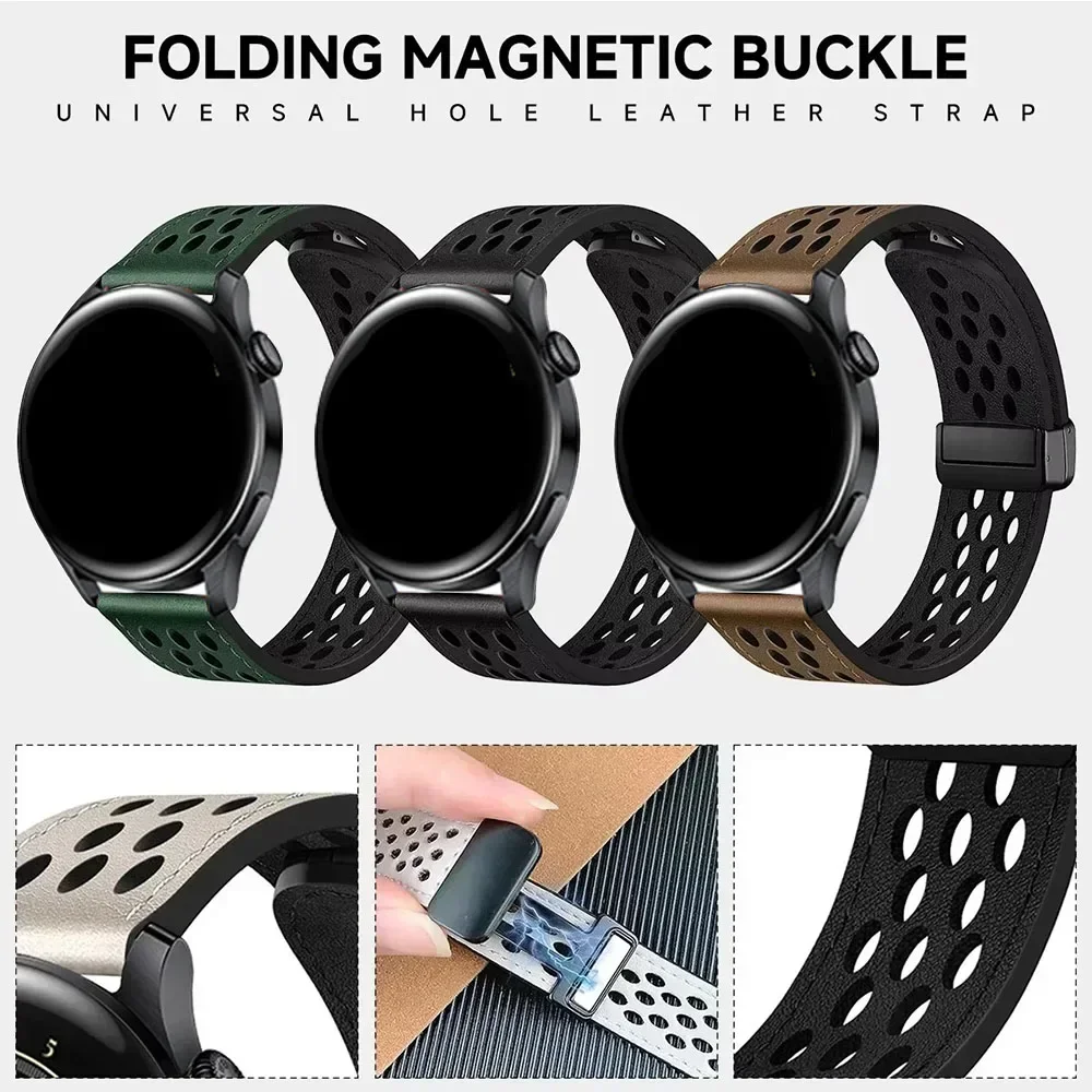 Silicone and Leather Magnetic Strap - 20mm/22mm Band