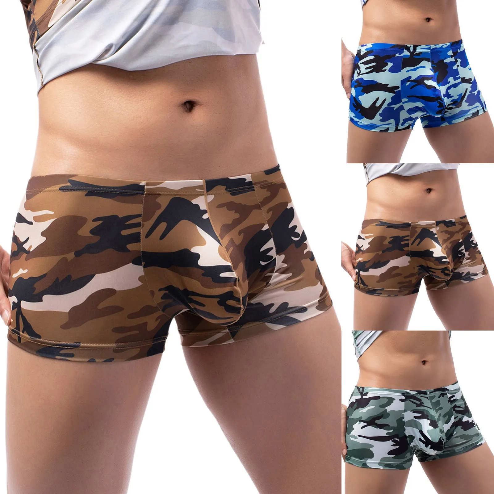 

Men'S Boxershorts Camouflage Shorts Boyshorts Bodycon Knickers High-Quality Bodybuilding Underware Gym Intimate Calzones