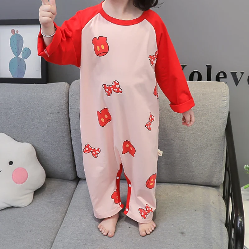 Children's Spring and Autumn Cartoon Satin Silk Sleeping Bag Comfortable Girl's One Piece Pajamas 1-6Y