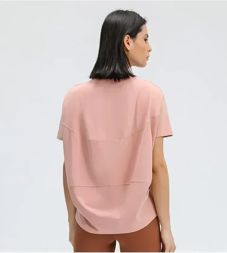 Lemon Women Back in Action Loose Short Sleeve Shirt Yoga Sport  T-shirt Sportswear Casual Breathable Outdoor Jogging Blouse Top