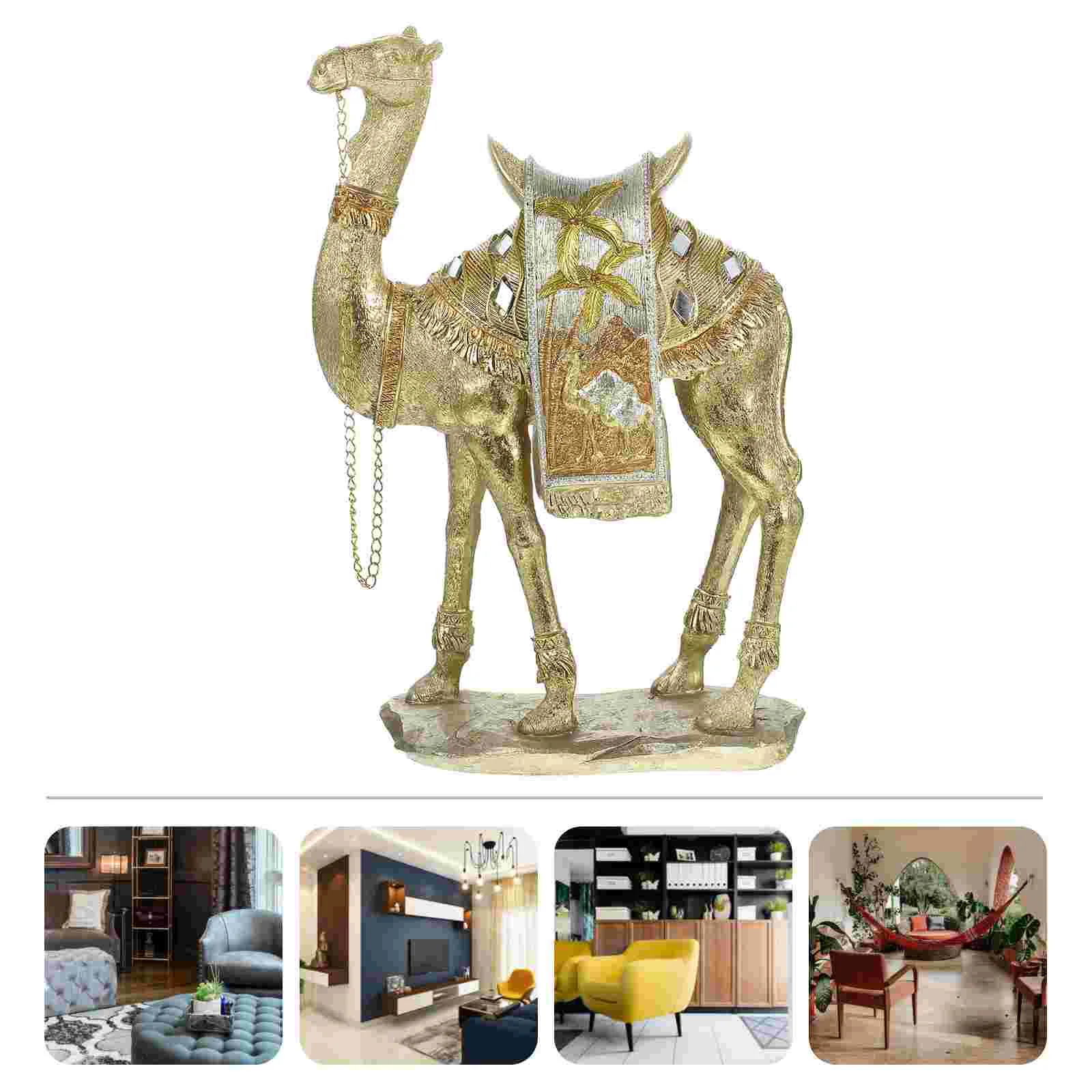 

Brass Camel Figurine Wild Life Animal Statues Desert Camel Decor Ornament Standing Camel Saddle Blanket Contemporary