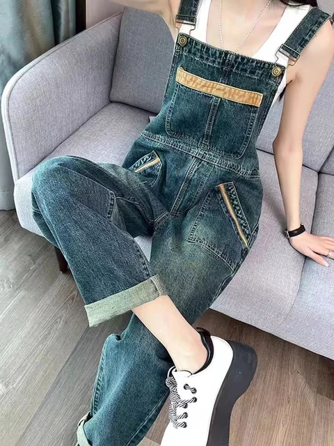 Women’s Denim Overalls Vintage Workwear Style 2026 Spring Autumn Loose Slim Fit Casual Fashion Dungarees Versatile Streetwear