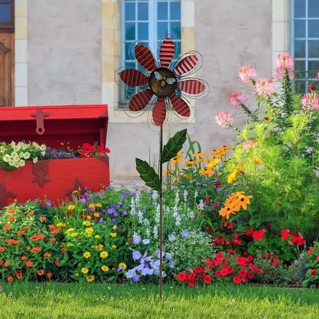 Szélfutók Kültéri Fém Nagy Szélű Fonók Kerti Csapok Téttel 360 Fokos Forgó Szél - Image 4