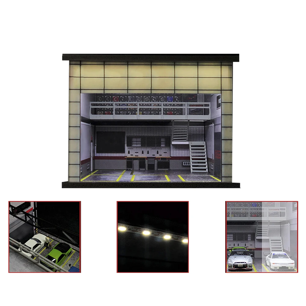 ☆ 1/64 Garage Item A 1:64 scale Mechanic Garage Diorama Gray & Red cars are not