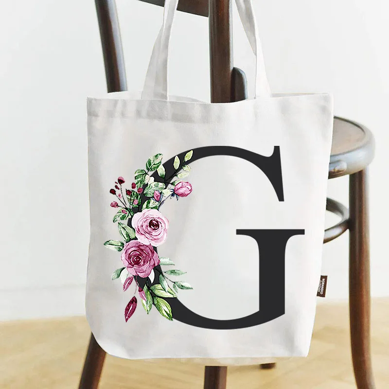

Women's Bags Shoulder Bags Simple Letter Print Large-capacity Shopping Bags Fashion White All-match Canvas Student Handbags