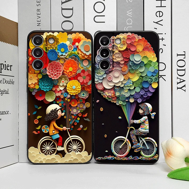Charming Bicycle Balloon Couple Phone Case Cover